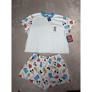 NWT Vintage Mickey Unlimited Pajama Set 1X Sweet Dreams Disney 2 Piece Shorts